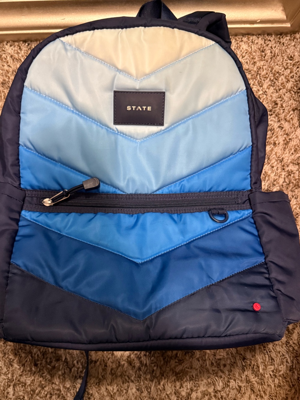 STATE kids Chevron Quilted Crossbody in Light & Navy Blue